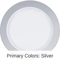 120/Case Bulk Silver Rim Plastic Banquet Plates