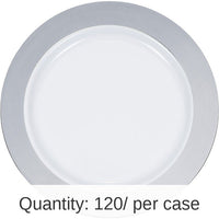 120/Case Bulk Silver Rim Plastic Banquet Plates