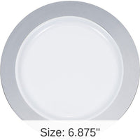 120/Case Bulk Silver Rim Plastic Dessert Plates
