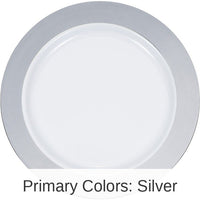 120/Case Bulk Silver Rim Plastic Dessert Plates