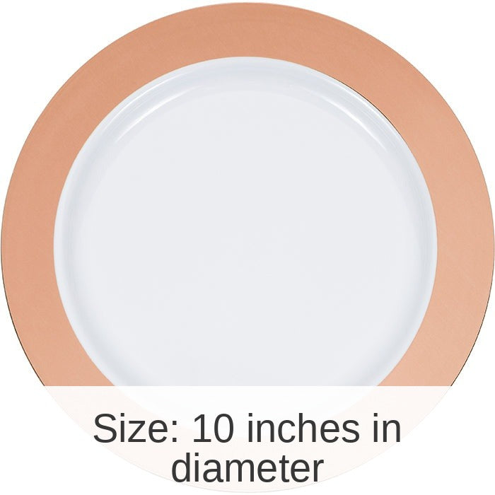 120/Case Bulk Rose Gold Rim Plastic Banquet Plates