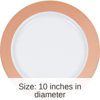 120/Case Bulk Rose Gold Rim Plastic Banquet Plates