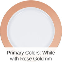 120/Case Bulk Rose Gold Rim Plastic Banquet Plates