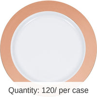 120/Case Bulk Rose Gold Rim Plastic Banquet Plates