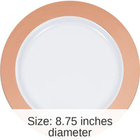120/Case Bulk Rose Gold Rim Plastic Dinner Plates