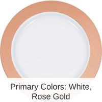 120/Case Bulk Rose Gold Rim Plastic Dinner Plates