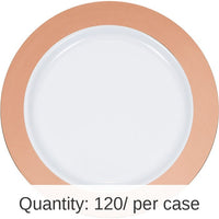 120/Case Bulk Rose Gold Rim Plastic Dinner Plates