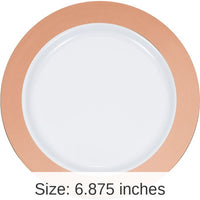 120/Case Bulk Rose Gold Rim Plastic Dessert Plates