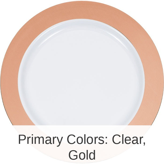 120/Case Bulk Rose Gold Rim Plastic Dessert Plates