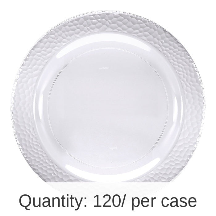 120/Case Bulk Clear Pebble Plastic Banquet Plates