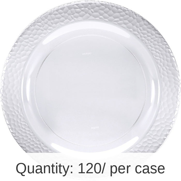 120/Case Bulk Clear Pebble Plastic Dinner Plates