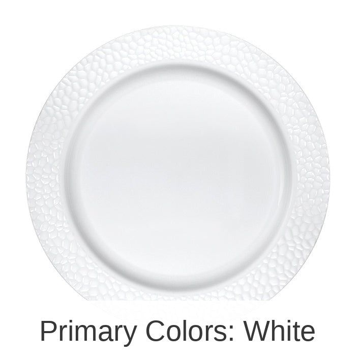 120/Case Bulk Pearl Pebble Plastic Banquet Plates
