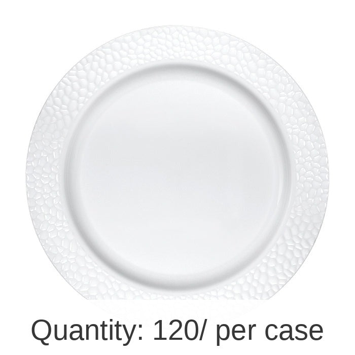 120/Case Bulk Pearl Pebble Plastic Banquet Plates
