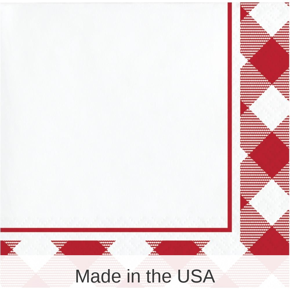 192/Case Bulk Classic Gingham Beverage Napkin