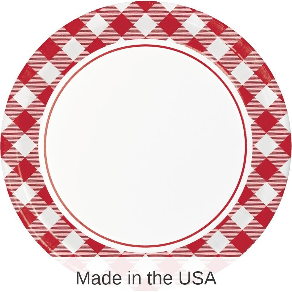 96/Case Bulk Classic Gingham Dinner Plate