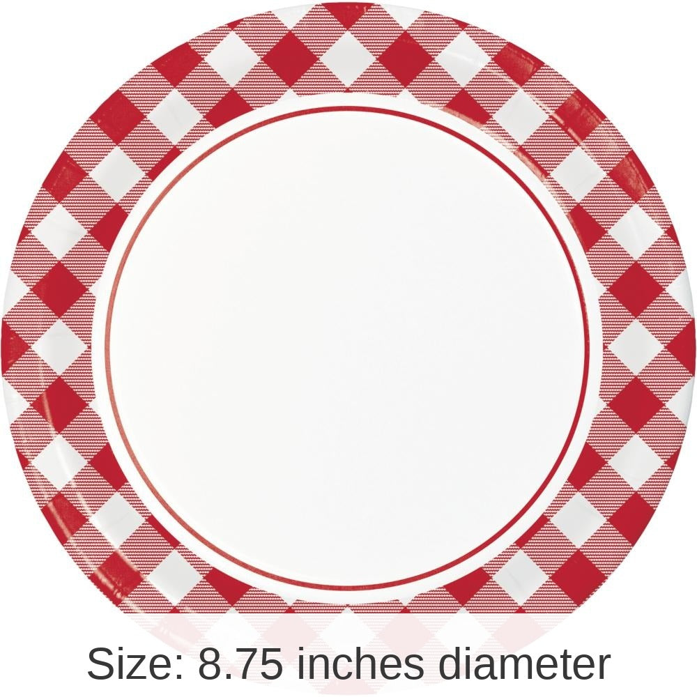 96/Case Bulk Classic Gingham Dinner Plate