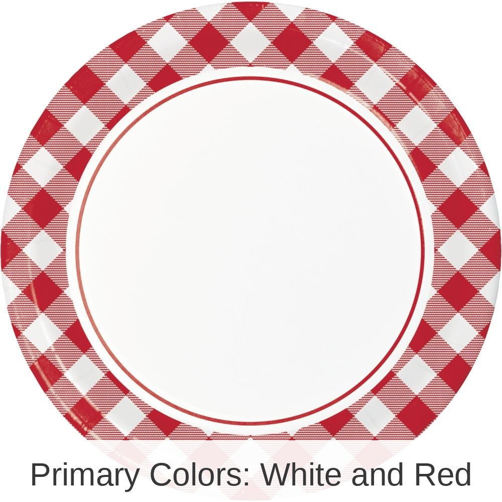 96/Case Bulk Classic Gingham Dinner Plate