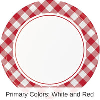 96/Case Bulk Classic Gingham Dinner Plate