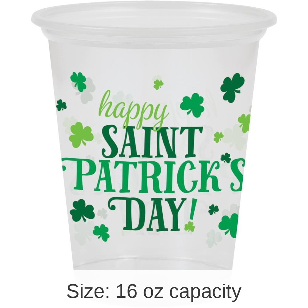 96/Case Bulk Happy St. Patrick's Day Plastic Cups