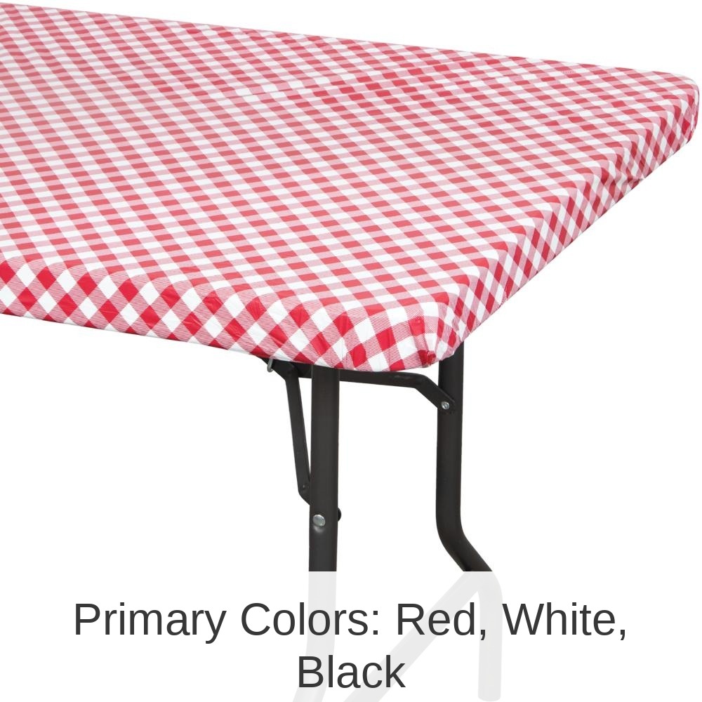 12/Case Bulk Red and White Gingham 30" x 96" Rectangular Stay Put Plastic tablecover