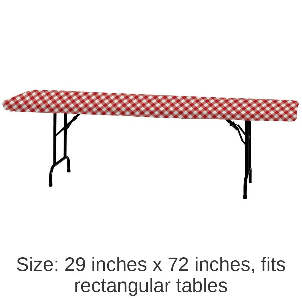 12/Case Bulk Plastic Tablecover, Stay Put, 29X72, Gingham