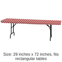 12/Case Bulk Plastic Tablecover, Stay Put, 29X72, Gingham