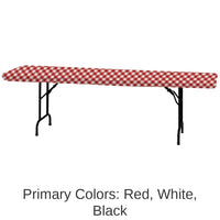 12/Case Bulk Plastic Tablecover, Stay Put, 29X72, Gingham