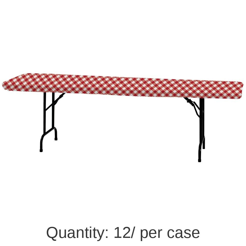 12/Case Bulk Plastic Tablecover, Stay Put, 29X72, Gingham