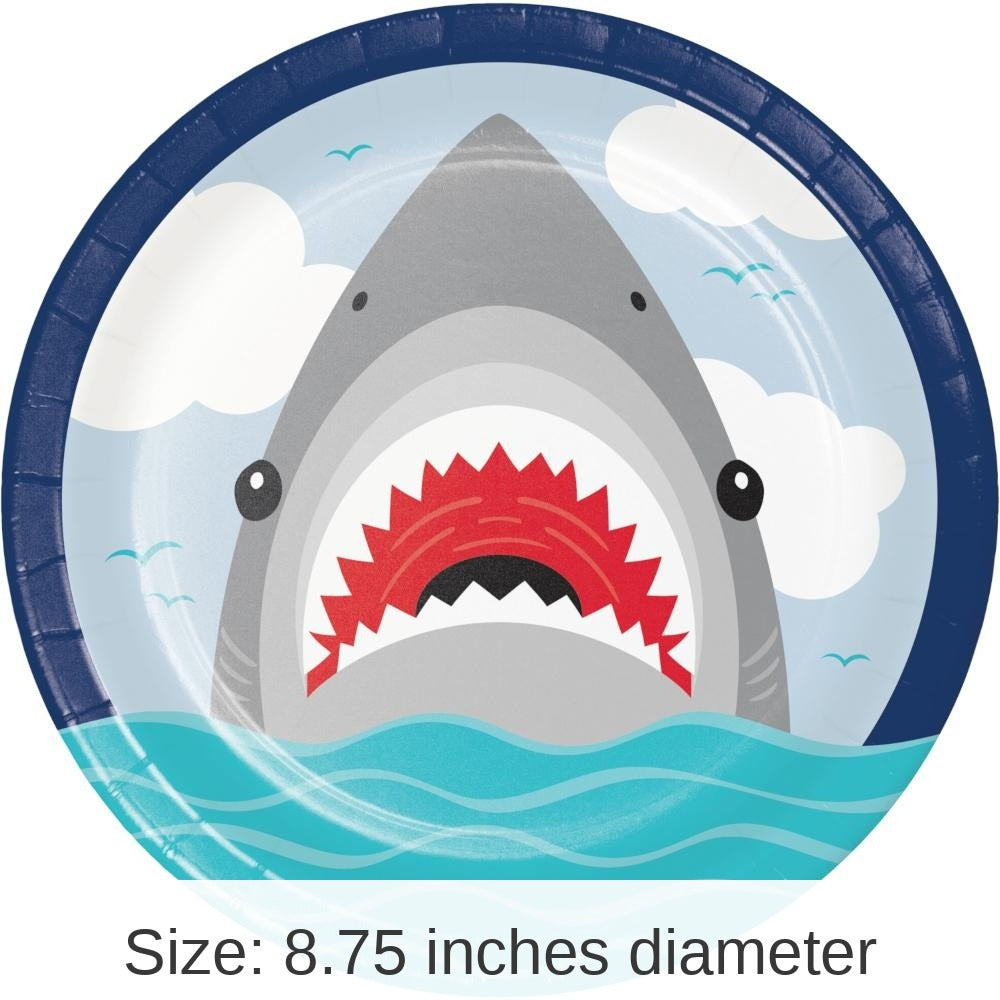 96/Case Bulk Shark Party Dinner Plates