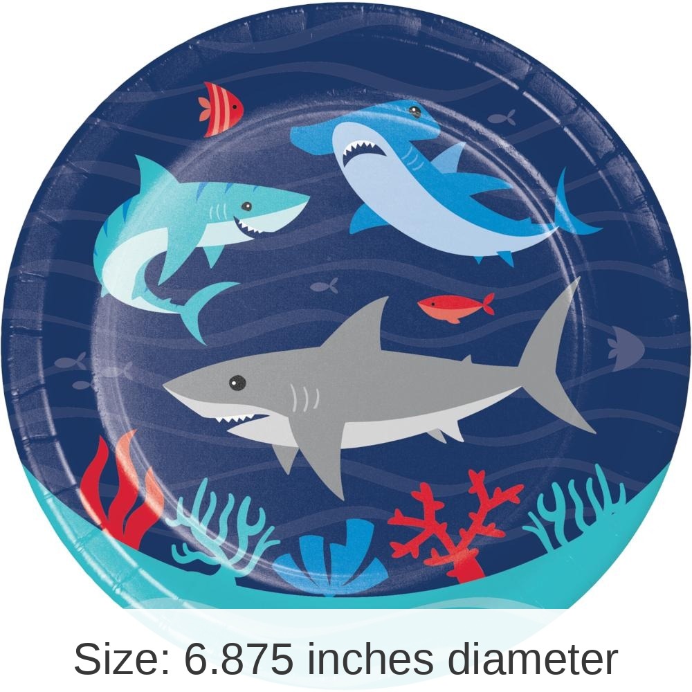 96/Case Bulk Shark Party Dessert Plates