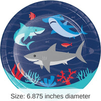 96/Case Bulk Shark Party Dessert Plates