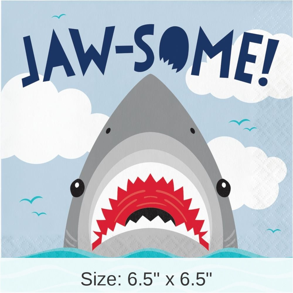 192/Case Bulk Shark Party Jaw-Some Luncheon Napkins