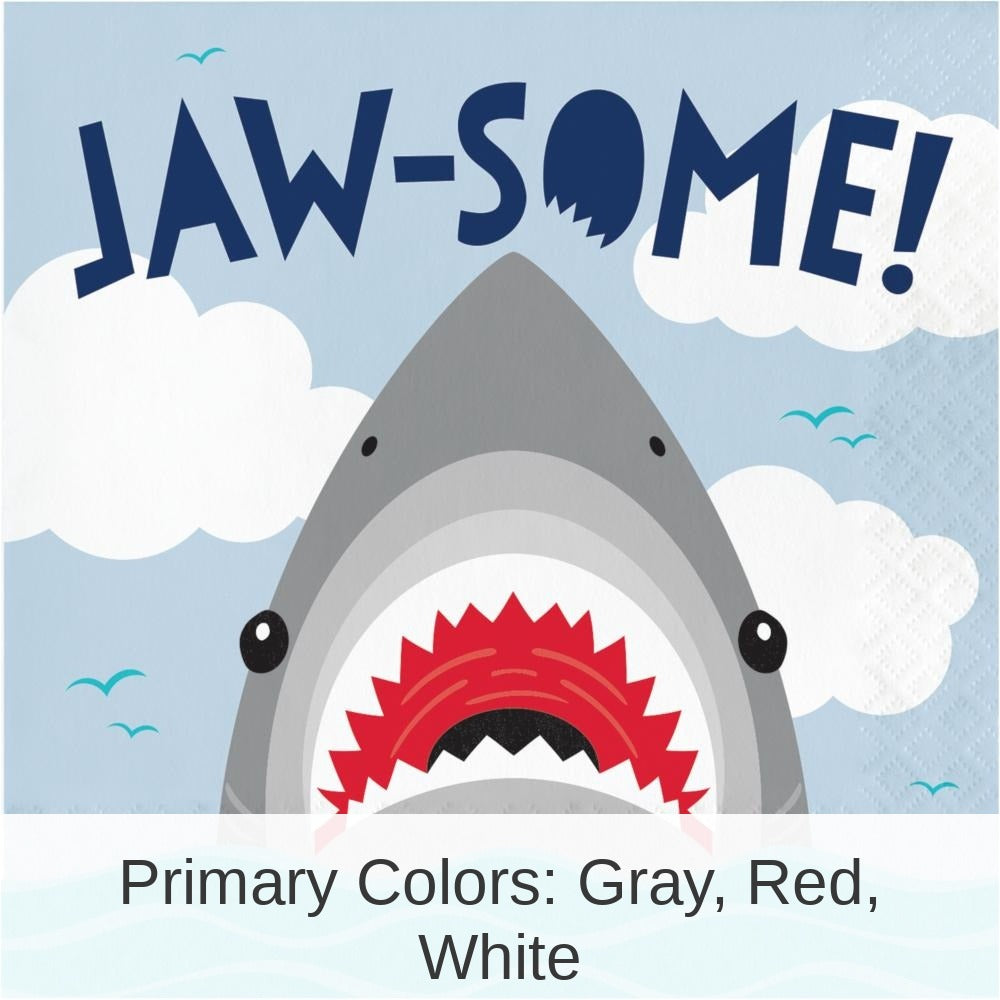 192/Case Bulk Shark Party Jaw-Some Luncheon Napkins