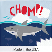 192/Case Bulk Shark Party Chomp Beverage Napkins
