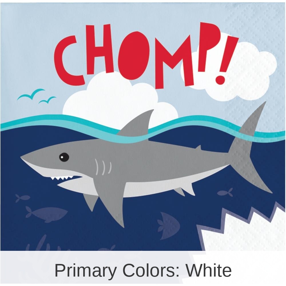 192/Case Bulk Shark Party Chomp Beverage Napkins