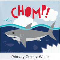 192/Case Bulk Shark Party Chomp Beverage Napkins
