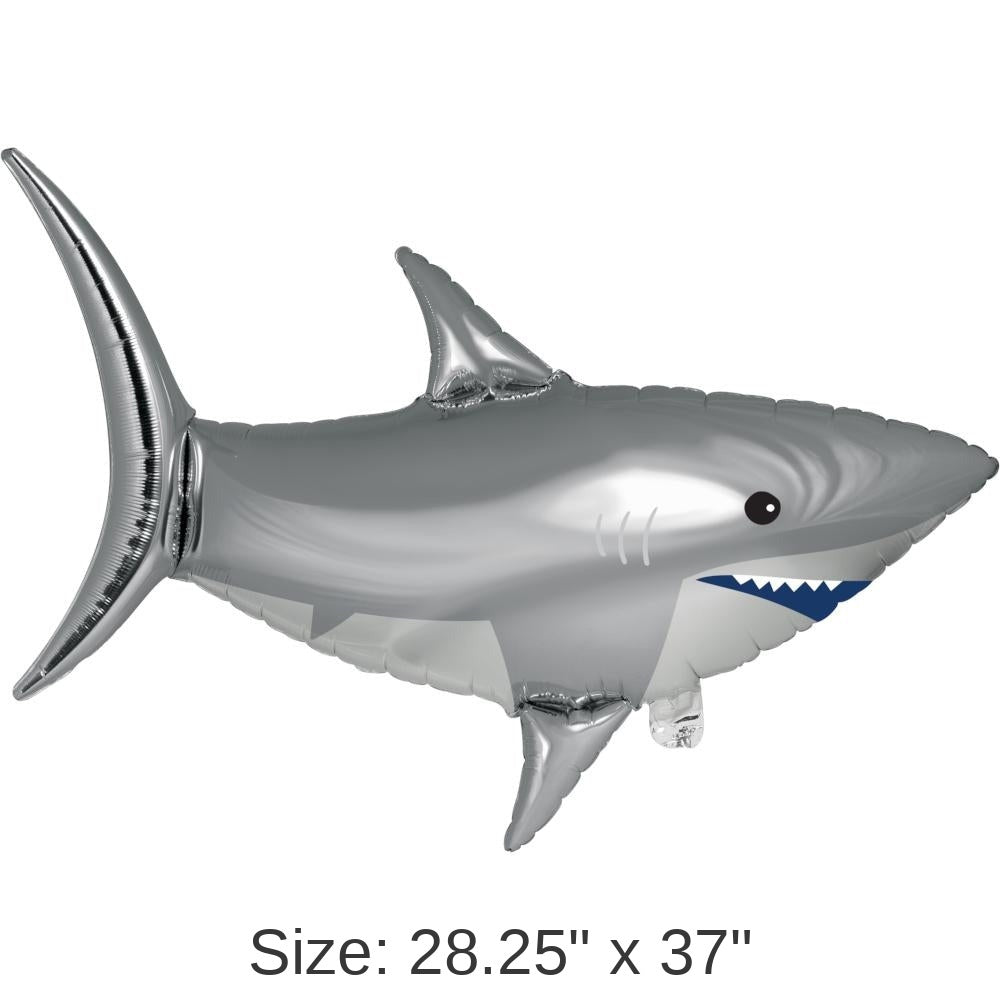10/Case Bulk Shark Party Shaped Mylar Balloons