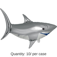 10/Case Bulk Shark Party Shaped Mylar Balloons