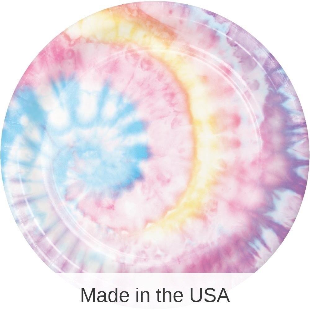 96/Case Bulk Tie Dye Party Dinner Plates