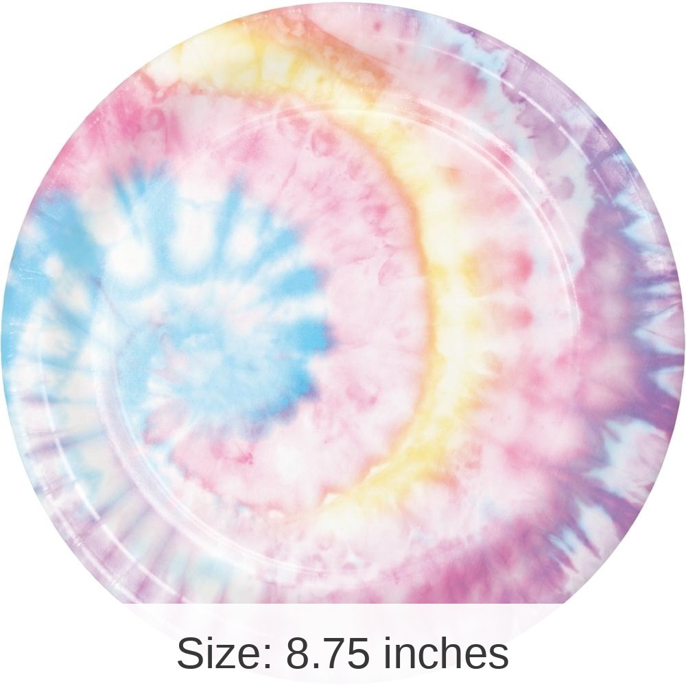 96/Case Bulk Tie Dye Party Dinner Plates
