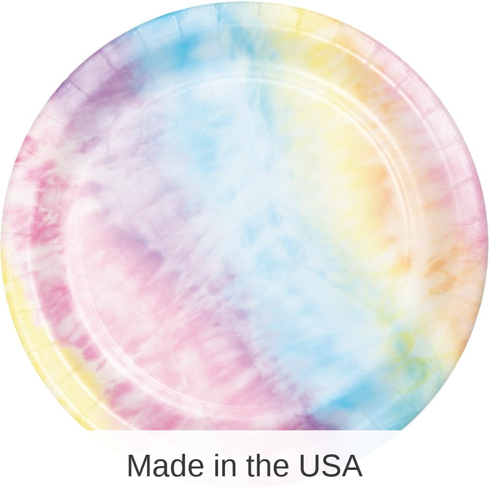96/Case Bulk Tie Dye Party Dessert Plates