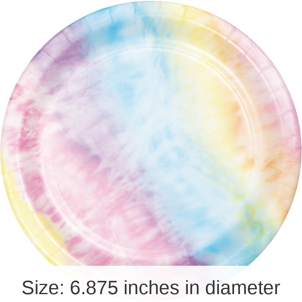 96/Case Bulk Tie Dye Party Dessert Plates