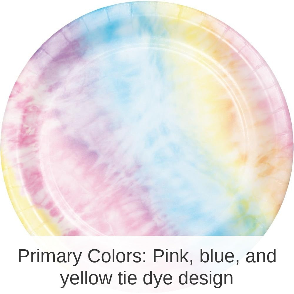 96/Case Bulk Tie Dye Party Dessert Plates