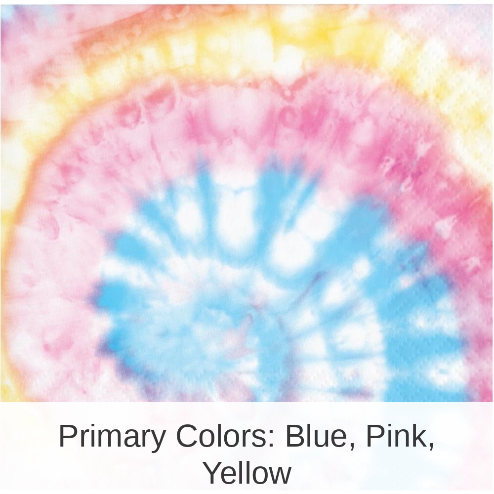 192/Case Bulk Tie Dye Party Beverage Napkins