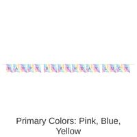 12/Case Bulk Tie Dye Party Happy Birthday Banners