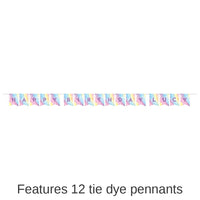 12/Case Bulk Tie Dye Party Happy Birthday Banners