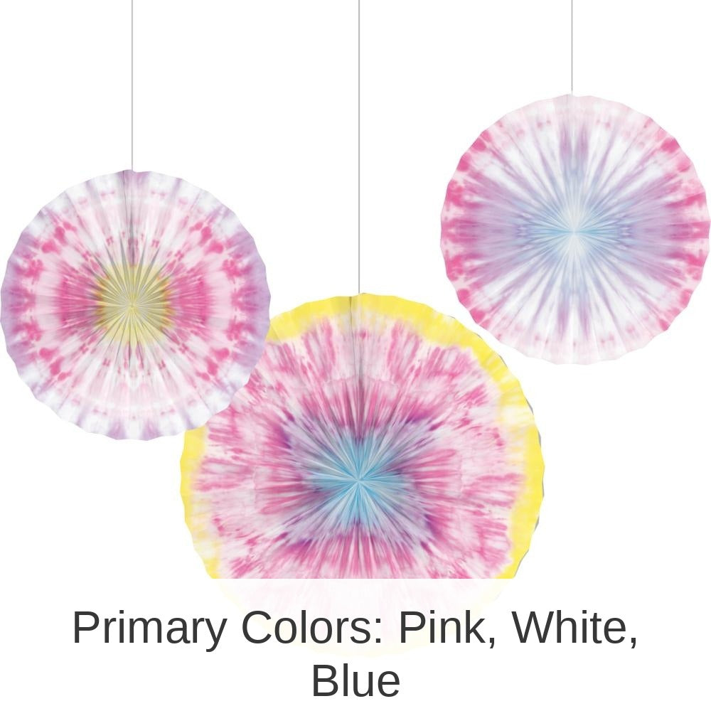 18/Case Bulk Tie Dye Party Paper Fans