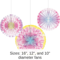 18/Case Bulk Tie Dye Party Paper Fans