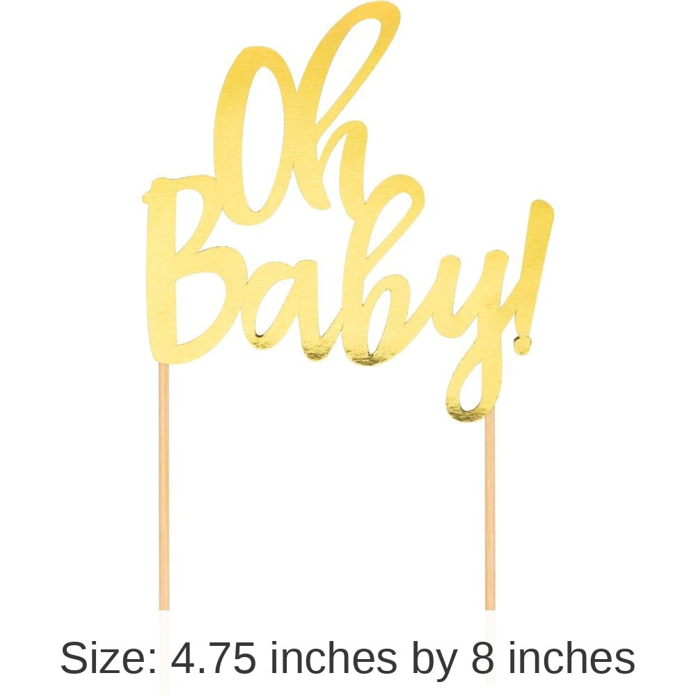 12/Case Bulk Oh Baby Gold Foil Cake Toppers