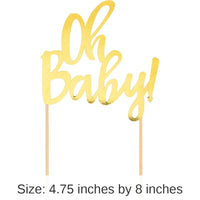 12/Case Bulk Oh Baby Gold Foil Cake Toppers